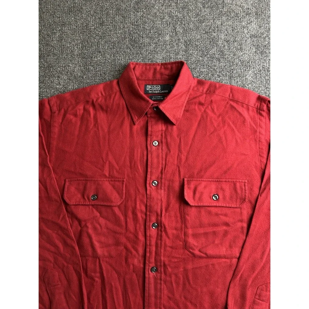 Mens Polo Ralph Lauren Red Flannel G.I. Shirt 100% Cotton, Size M